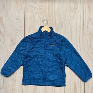 Patagonia Boys Nano Puff Primaloft Jacket Size Small 7-8 Brick Quilted Blue